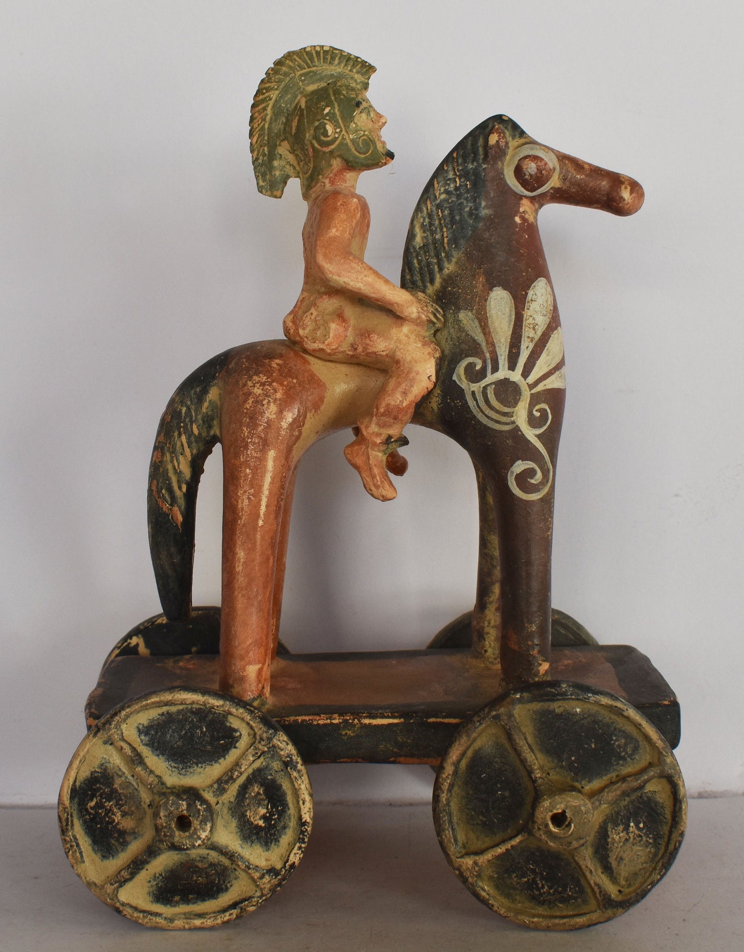 Horse Rider - Wheels Toy - Athens, Attica - 500 BC - Miniature - Museum Reproduction  - Ceramic Artifact