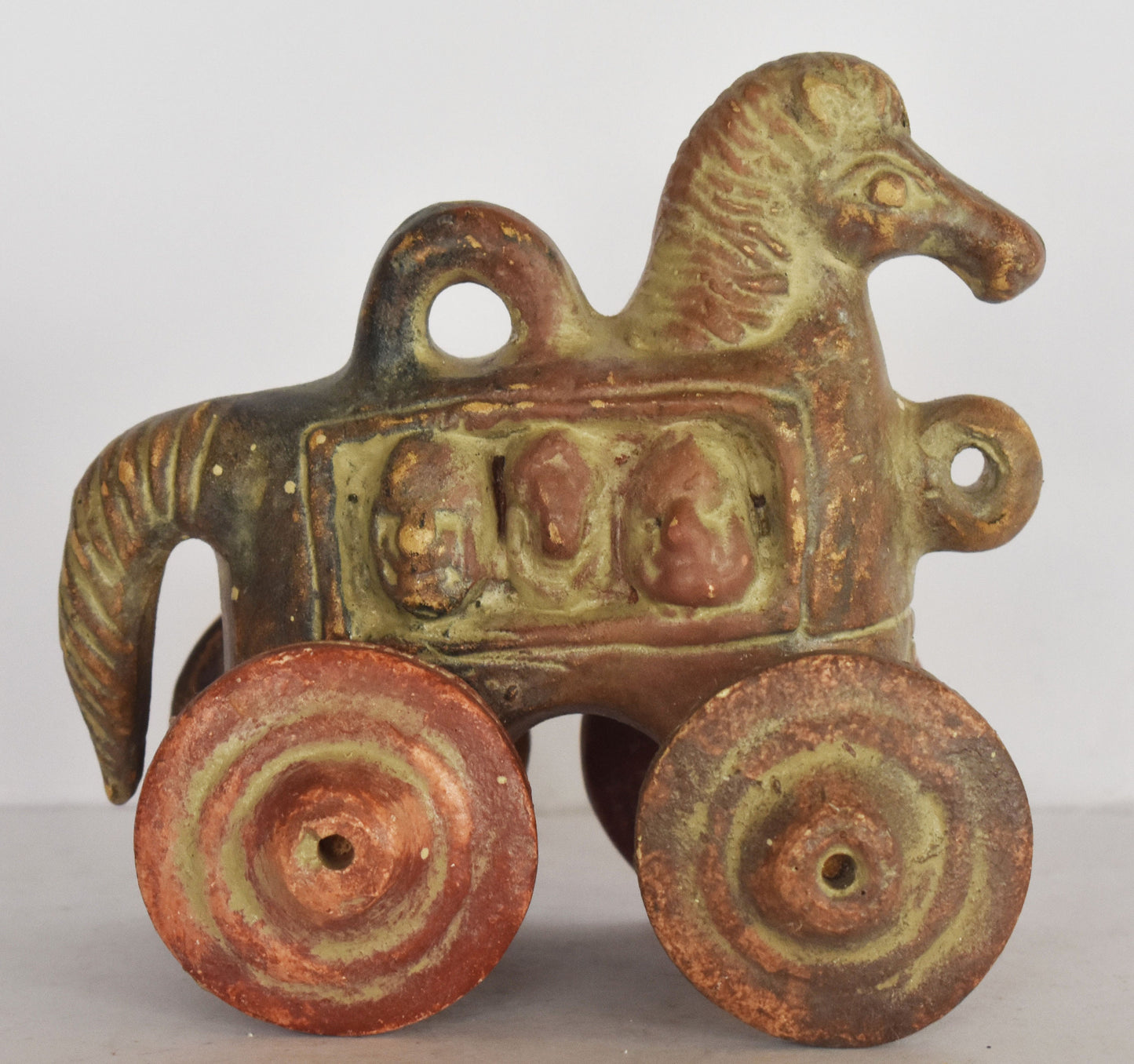 Trojan Horse on Wheels - built by Epeius - Hollow Greek Horse, Trojan War, Iliad - Representation of Ancient Greek Vessel - Ceramic Artifact