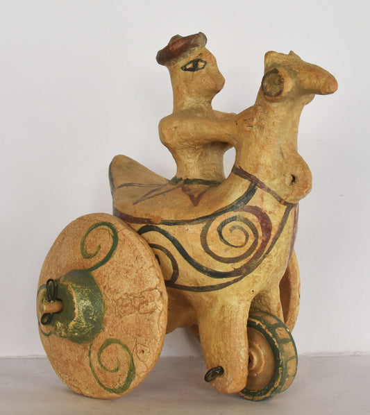 Chariot - Rider on Goose - Wheel Driven Toy - Mycenae - 1100 BC - Museum Reproduction  - Ceramic Artifact