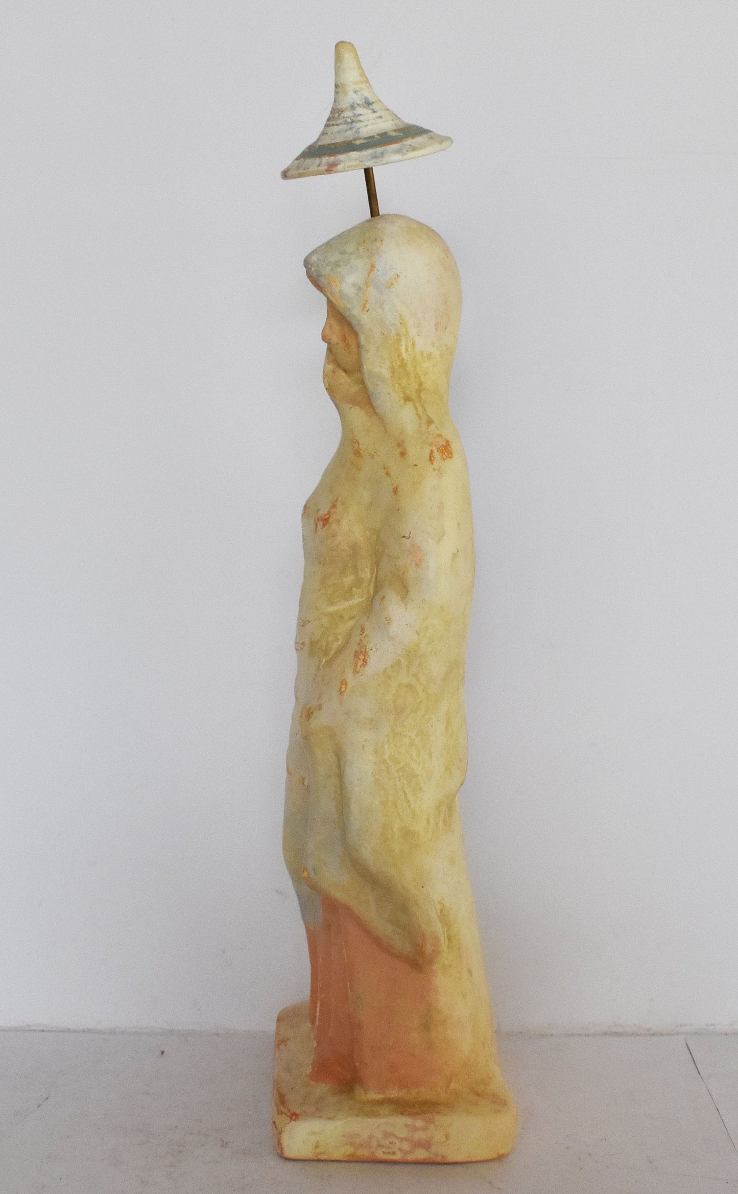 Tanagra Figurine - Draped Woman Wearing a Himation - Museum Reproduction - Ceramic Artifact