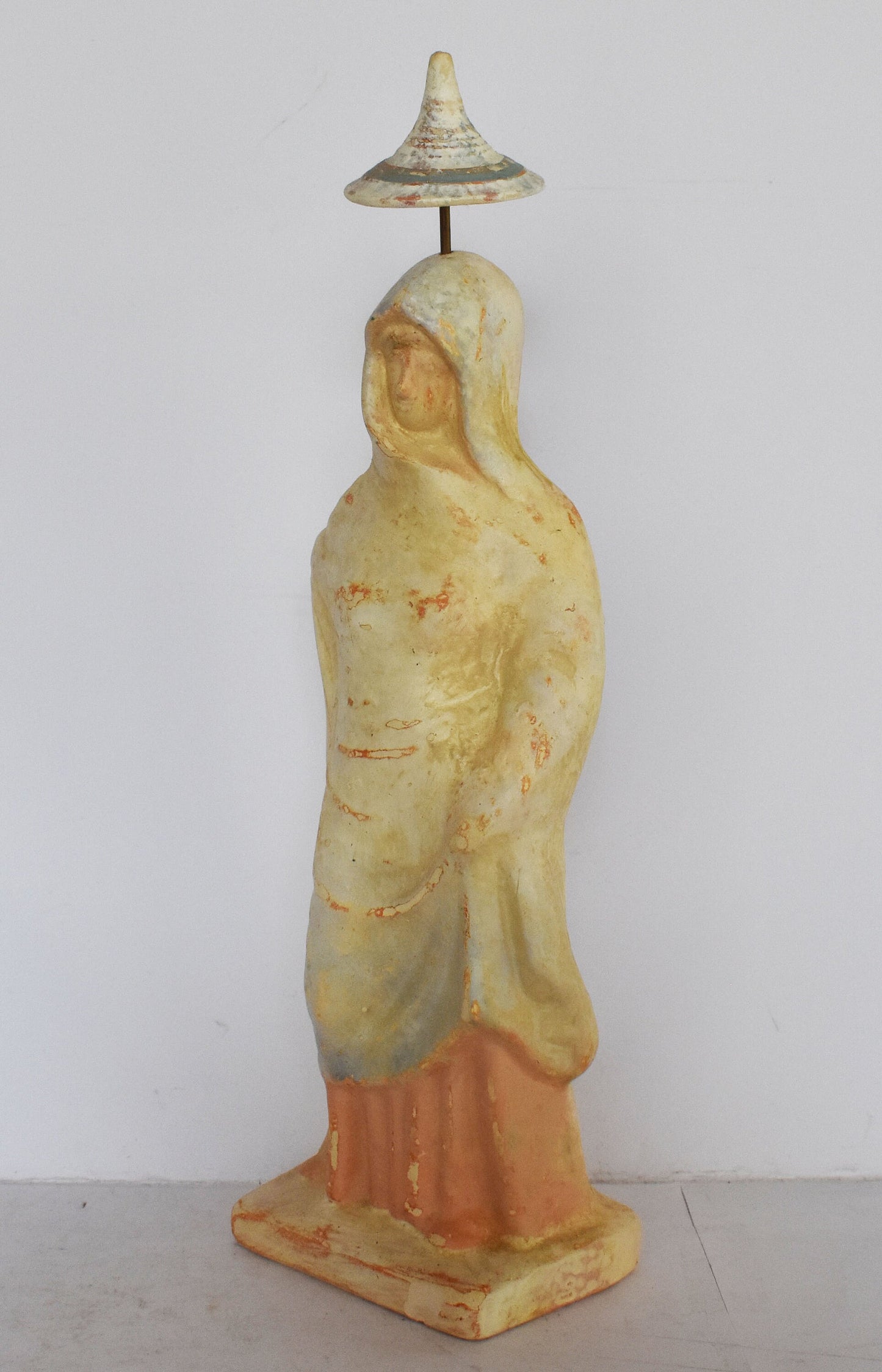 Tanagra Figurine - Draped Woman Wearing a Himation - Museum Reproduction - Ceramic Artifact
