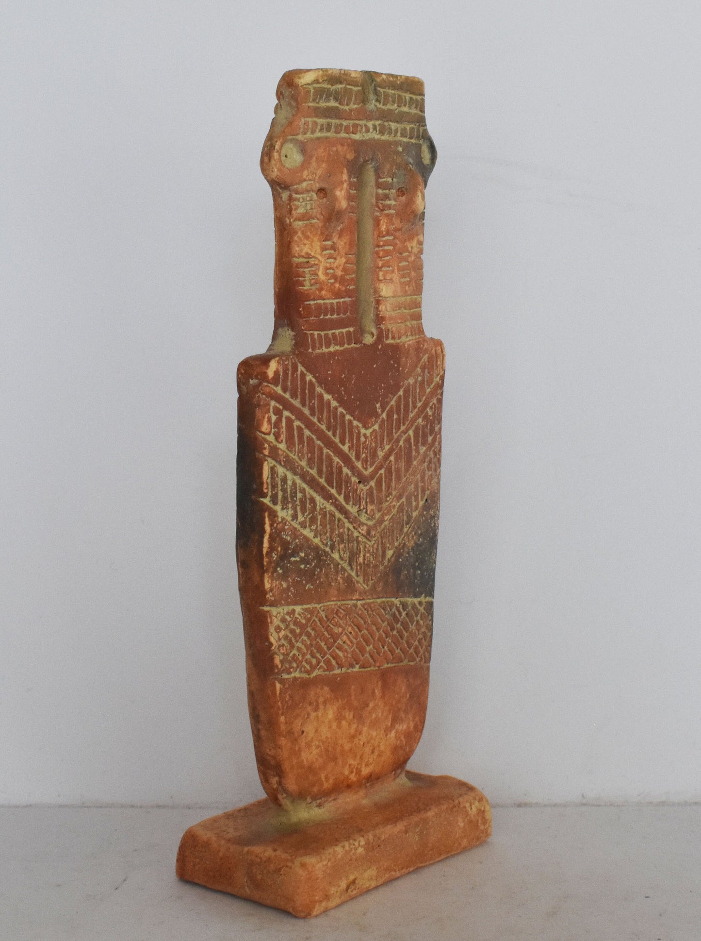 Plank Shaped Man Figurine - From Cyprus - 1100 BC - Museum Reproduction - Ceramic Artifact