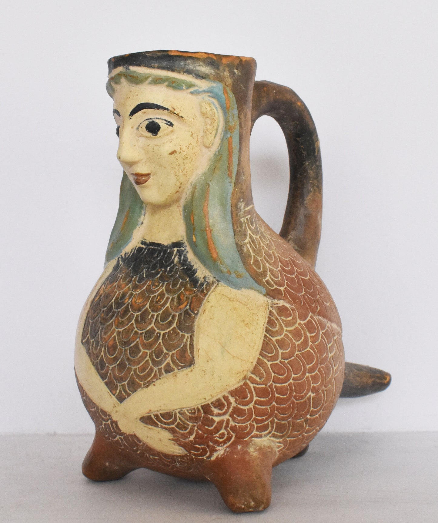 Rhyton Vessel in the form of a Siren - 600 BC -  Louvre Museum - Reproduction - Ceramic Artifact