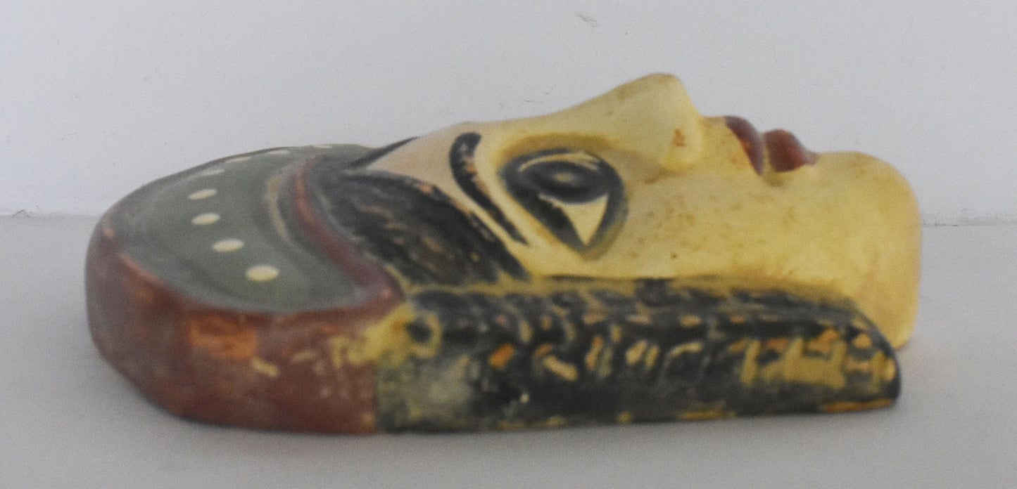 Ancient Greek Theatrical Mask - Κore - Yellow Clay - Athens, Attica - 550 BC - Miniature - Museum Reproduction - Ceramic Artifact