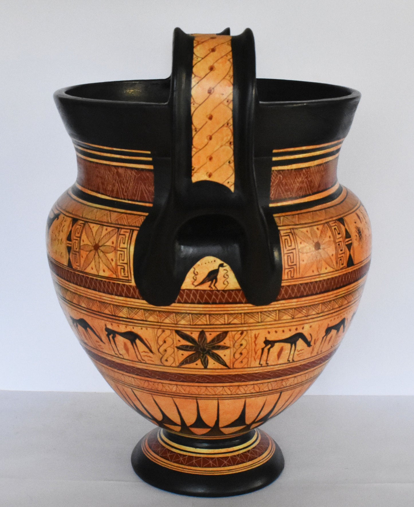 Krater - Man on a Chariot, Animals, Meander and Rosette Motives - Geometric period - Ceramic Vase