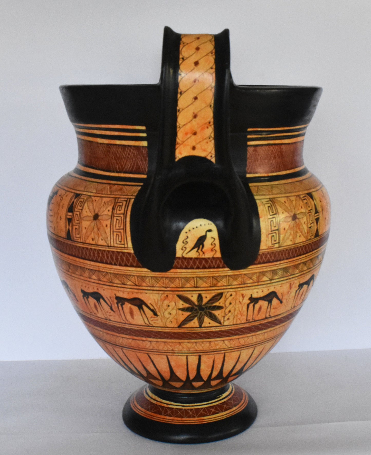 Krater - Man on a Chariot, Animals, Meander and Rosette Motives - Geometric period - Ceramic Vase