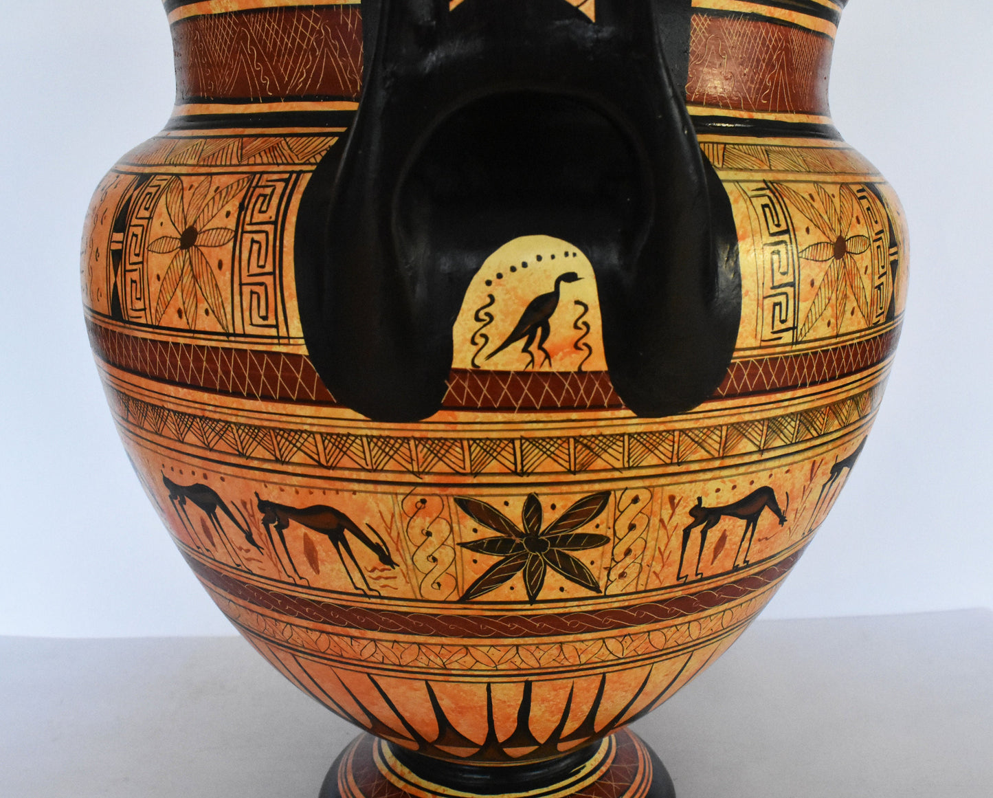 Krater - Man on a Chariot, Animals, Meander and Rosette Motives - Geometric period - Ceramic Vase