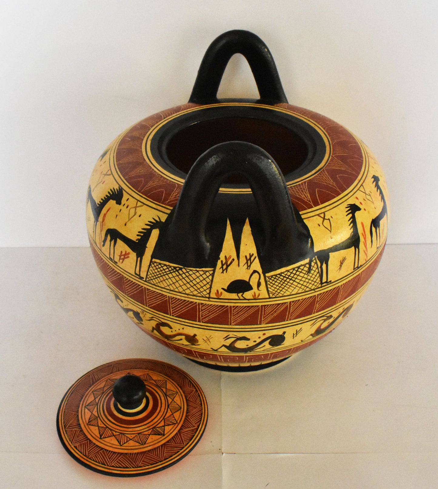 Geometric period Vessel - Animals and Meander Design - Ceramic Vase