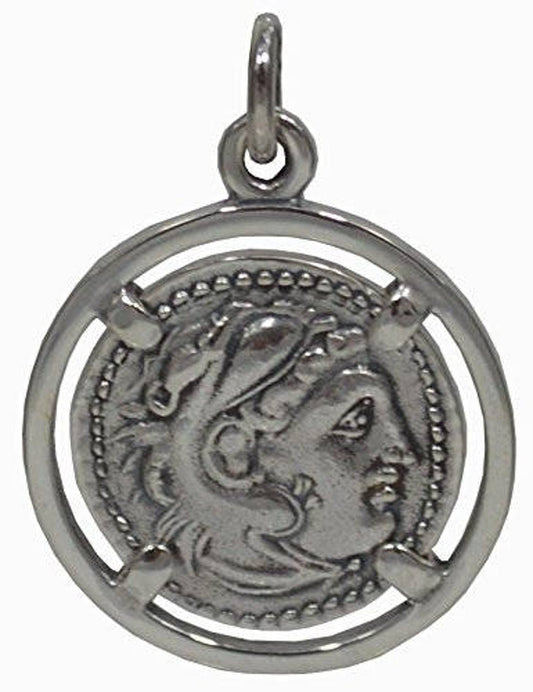 Alexander The Great Hercules - Macedonian King  - 356-323 BC - Amphipolis Tetradrachm - Coin Pendant - 925 Sterling Silver