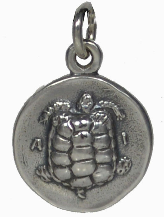 Sea Turtle - Symbol of Longevity, Protection and Stability - Aegina Stater - 456-431 BC - Coin Pendant  - 925 Sterling Silver