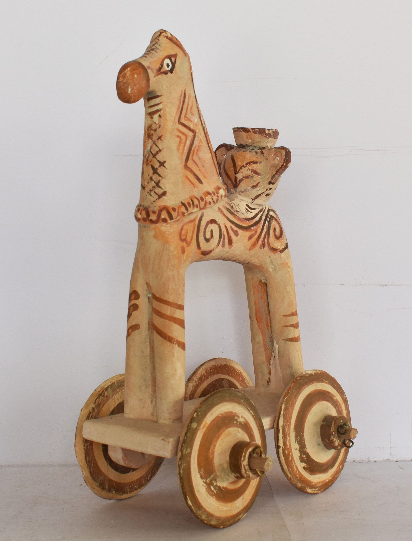 Horse on Wheels - On its back it carries a storage jar - Children's Toy - Athens - Geometric Period - Museum Replica - Ceramic Artifact