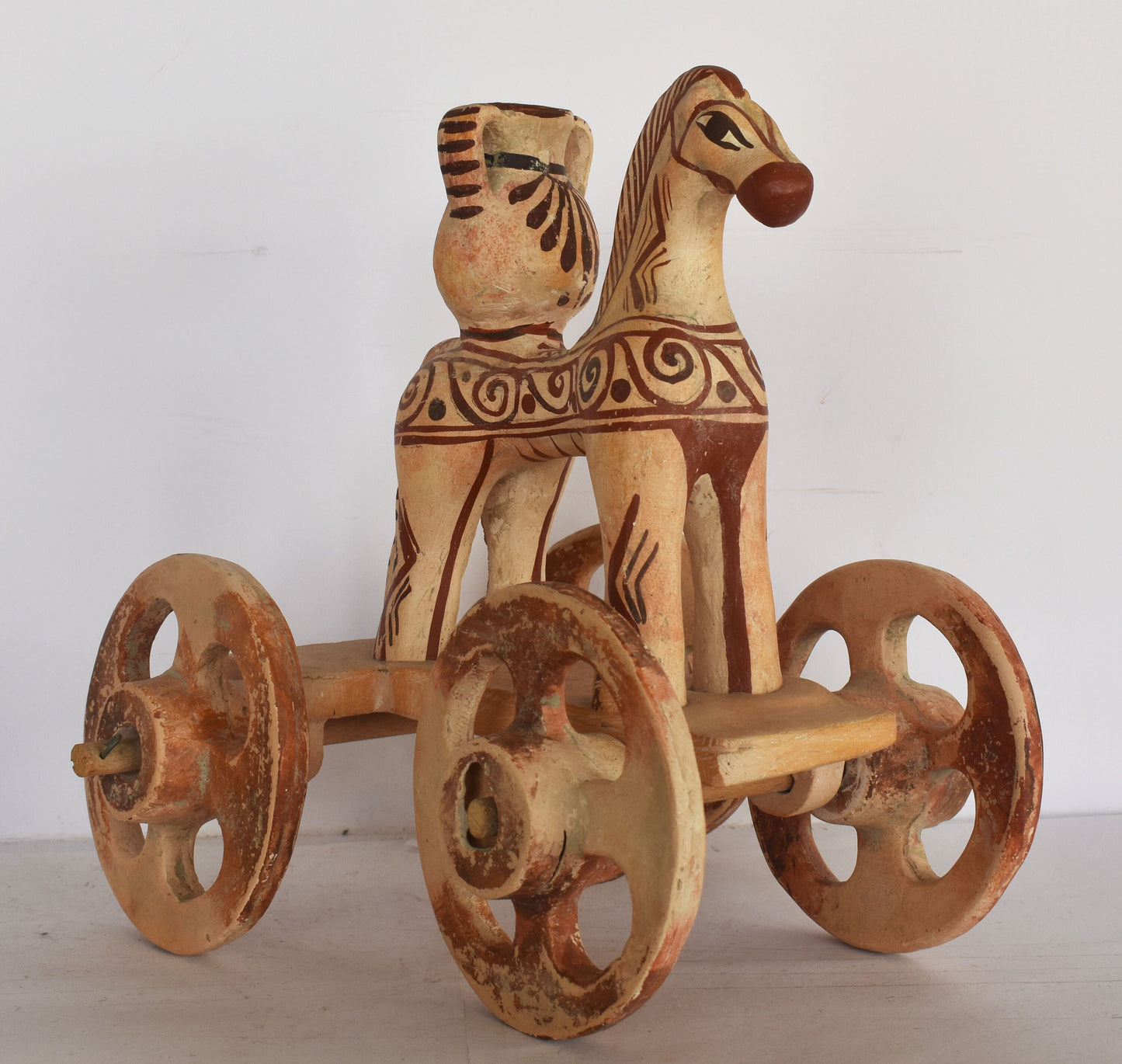 Horse on Wheels - Carrying Amphora - Children's Toy - Athens, Attica  - Geometric Period Pottery - Museum Reproduction - Ceramic Artifact