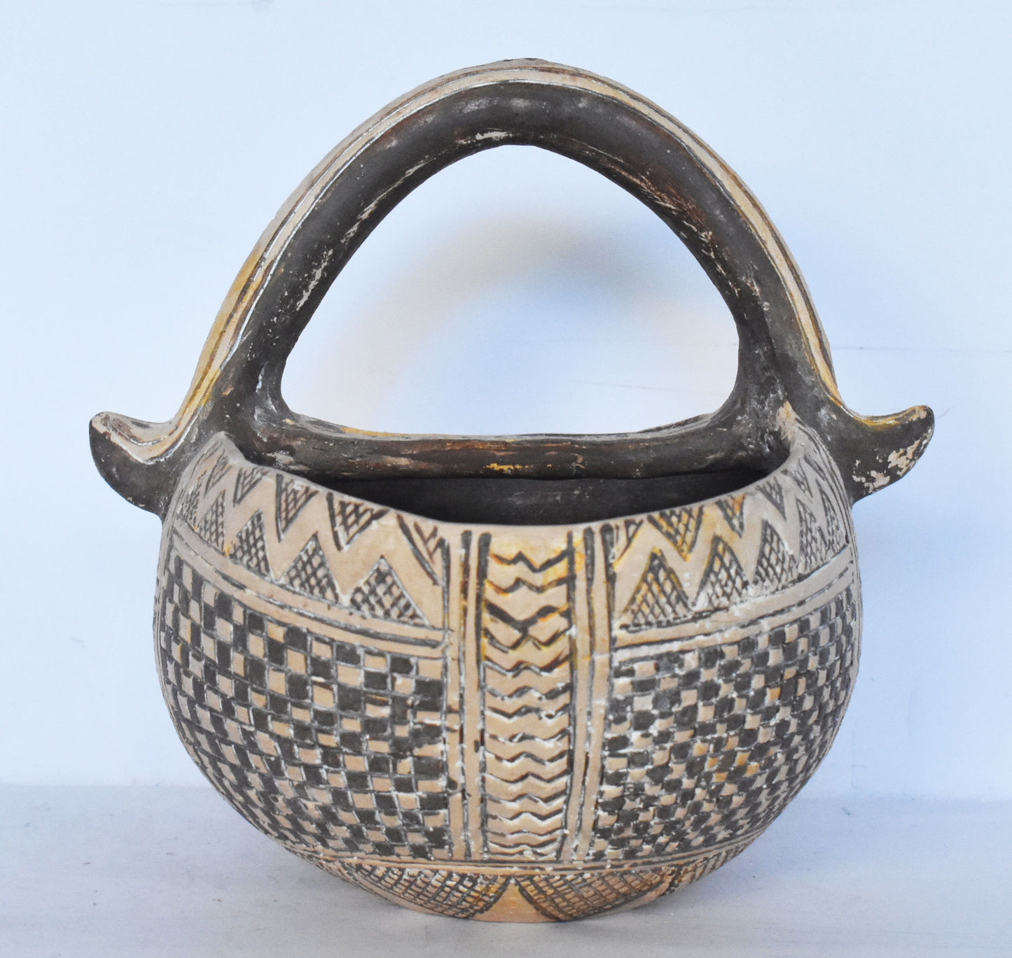 Basket-Shaped Vessel  - Kalathos - Attic, Athens - Geometric Period - 800 BC - Kerameikos Museum - Reproduction - Ceramic Artifact