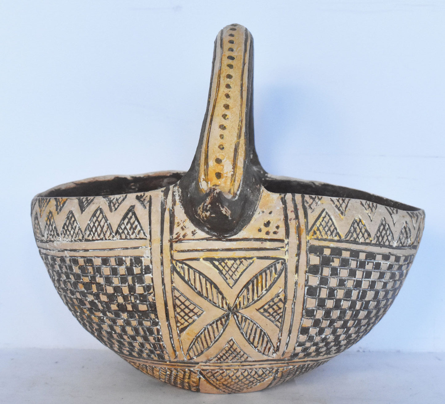 Basket-Shaped Vessel  - Kalathos - Attic, Athens - Geometric Period - 800 BC - Kerameikos Museum - Reproduction - Ceramic Artifact