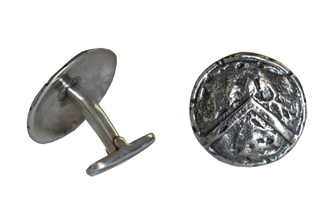 Spartan Shield - Λ Symbol - King Leonidas and 300 - Battle of Thermopylae - 480 BC - Cufflinks - 925 Sterling Silver