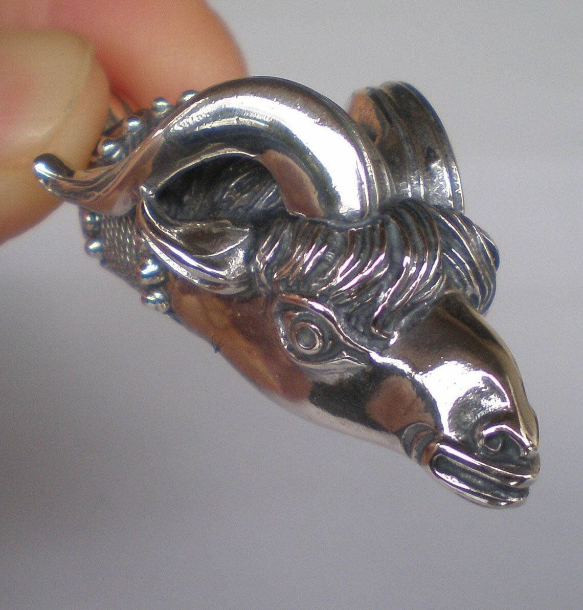 Ram Head - Ancient Greek Symbol of authority, nobility, virility, fertility, power and leadership - Pendant - 925 Sterling Silver
