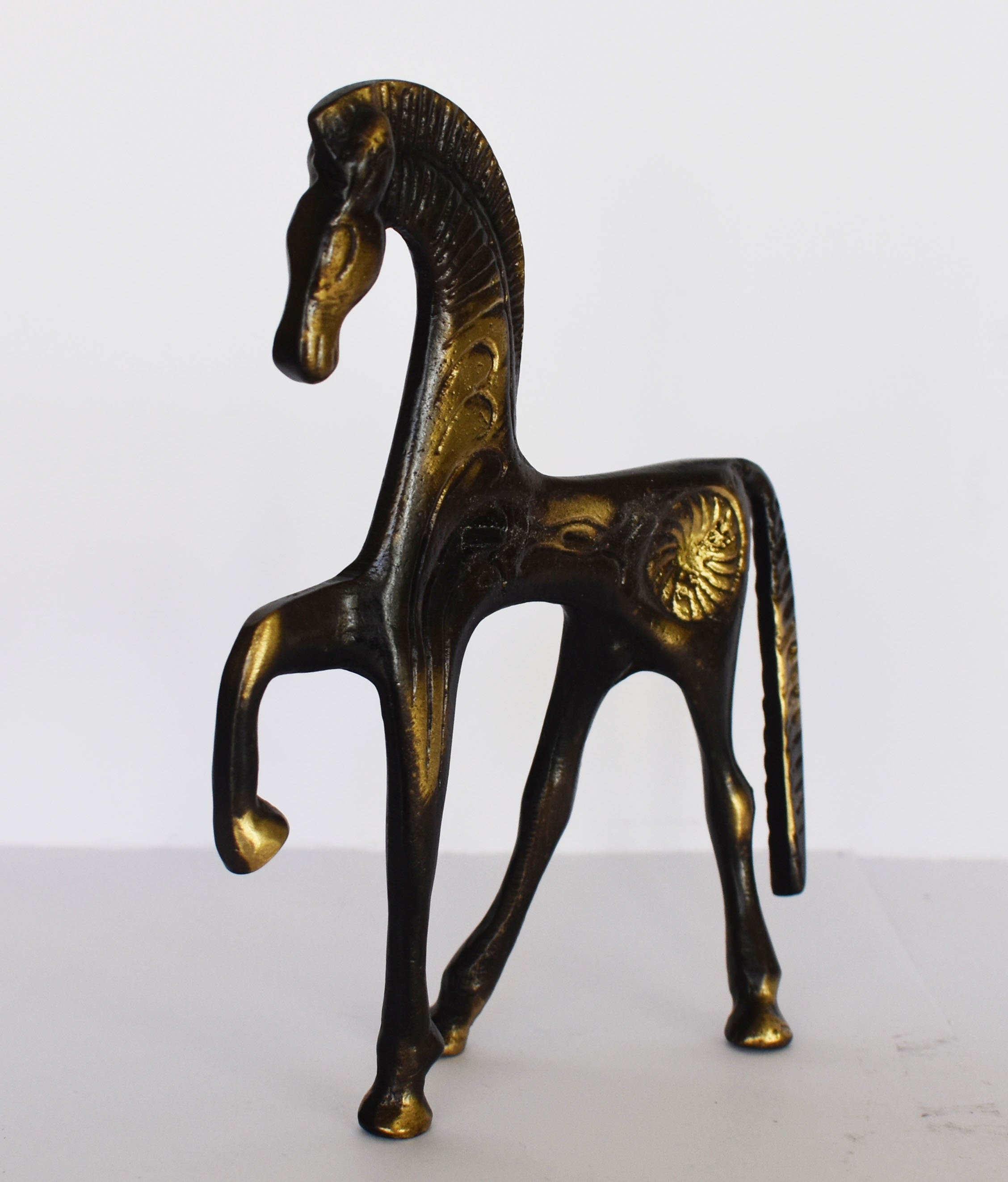 Ancient Greek Horse - In motion - pure Bronze Sculpture - Symbol of Wealth and Prosperity