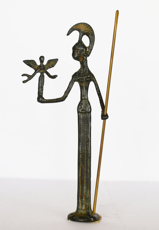 Athena Minerva - Greek Roman Goddess of wisdom, handicraft, and warfare - Greek Mythology - pure bronze  statue
