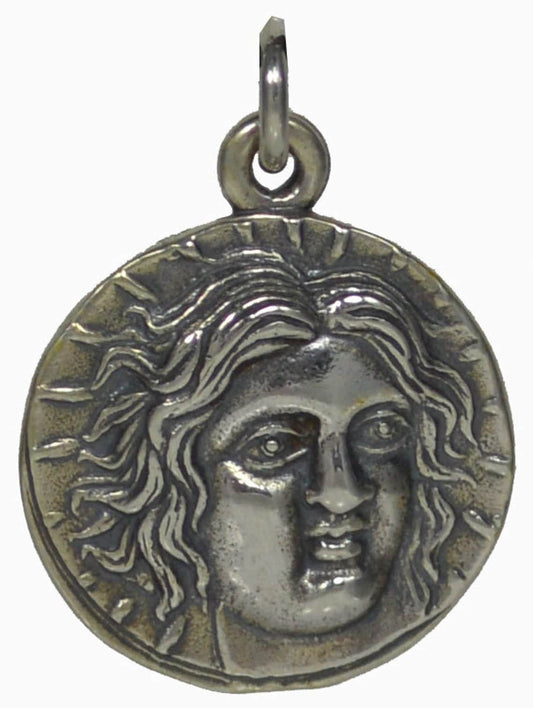 Helios - Ancient Greek Sun God - Rhodes island Tetradrachm - Coin Pendant - 925 Sterling Silver