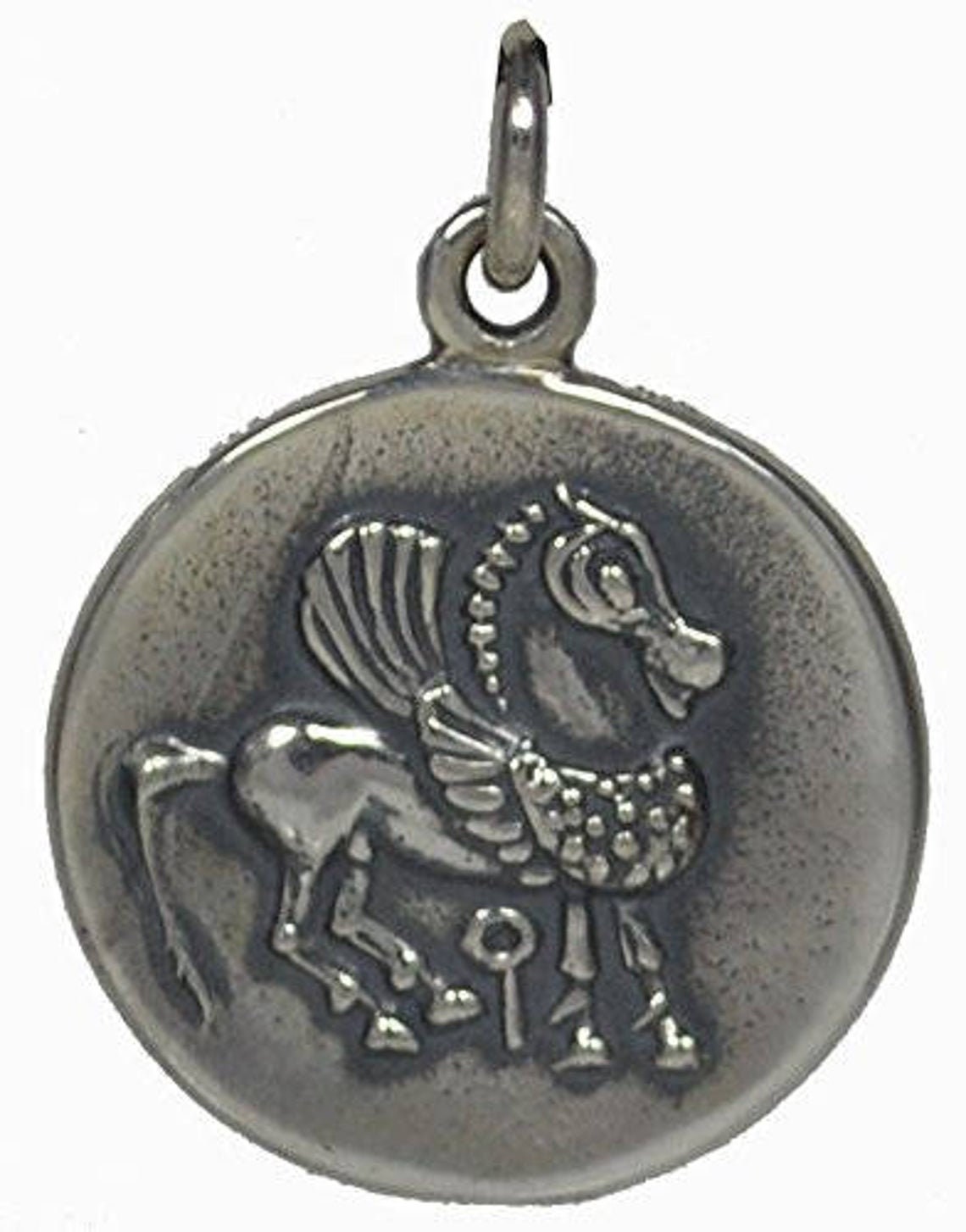 Pegasos and Tetraskelion, swastika -  Corinthian Stater, 600-530 BC - Ancient Greek coin Pendant - 925 Sterling Silver