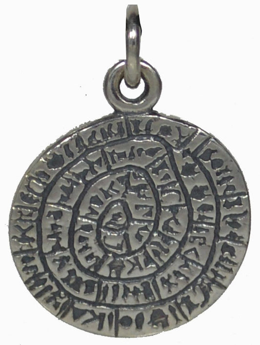 Phaistos Disk - Minoan Period, Crete, Ancient Greece - Small Pendant - 925 Sterling Silver