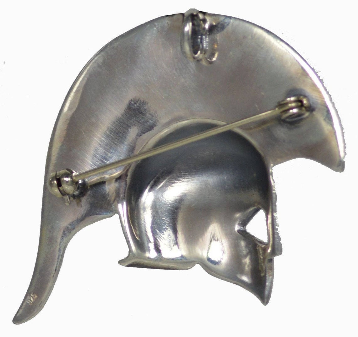 Spartan Helmet  - King Leonidas  - 300 Spartans - Pendant, Brooch Pin -  - 925 Sterling Silver