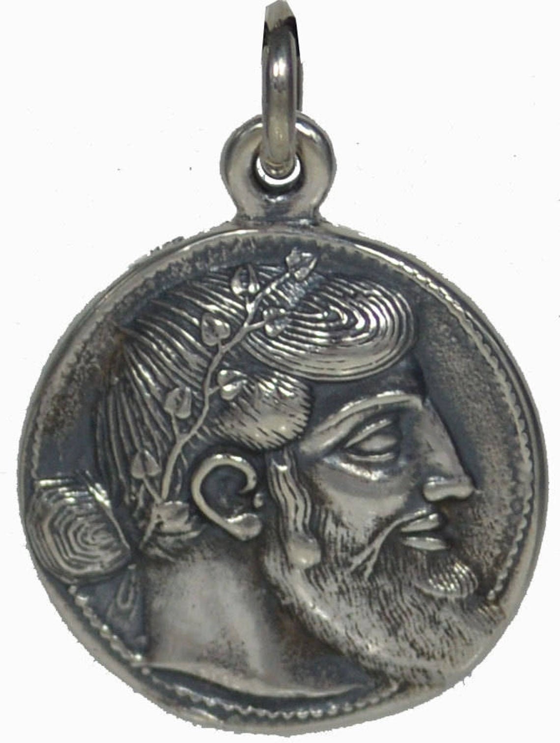 Silenus holding a kantharos and Dionysus, God of Wine - tetradrachm from Naxos, Sicily (461–450 BC) - Coin Pendant  - 925 Sterling Silver