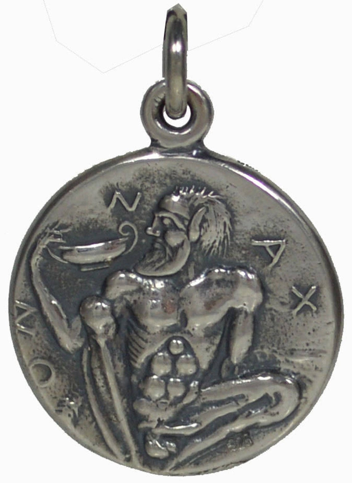 Silenus holding a kantharos and Dionysus, God of Wine - tetradrachm from Naxos, Sicily (461–450 BC) - Coin Pendant  - 925 Sterling Silver