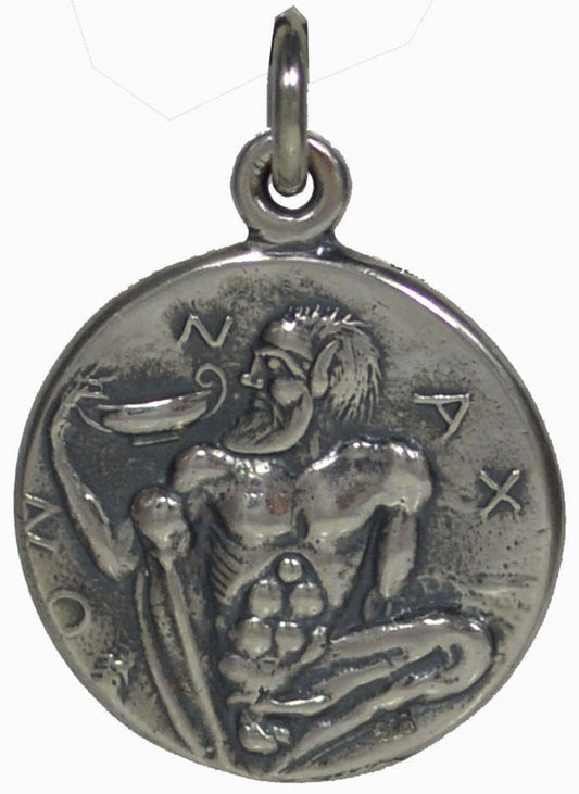 Silenus holding a kantharos and Dionysus, God of Wine - tetradrachm from Naxos, Sicily (461–450 BC) - Coin Pendant  - 925 Sterling Silver