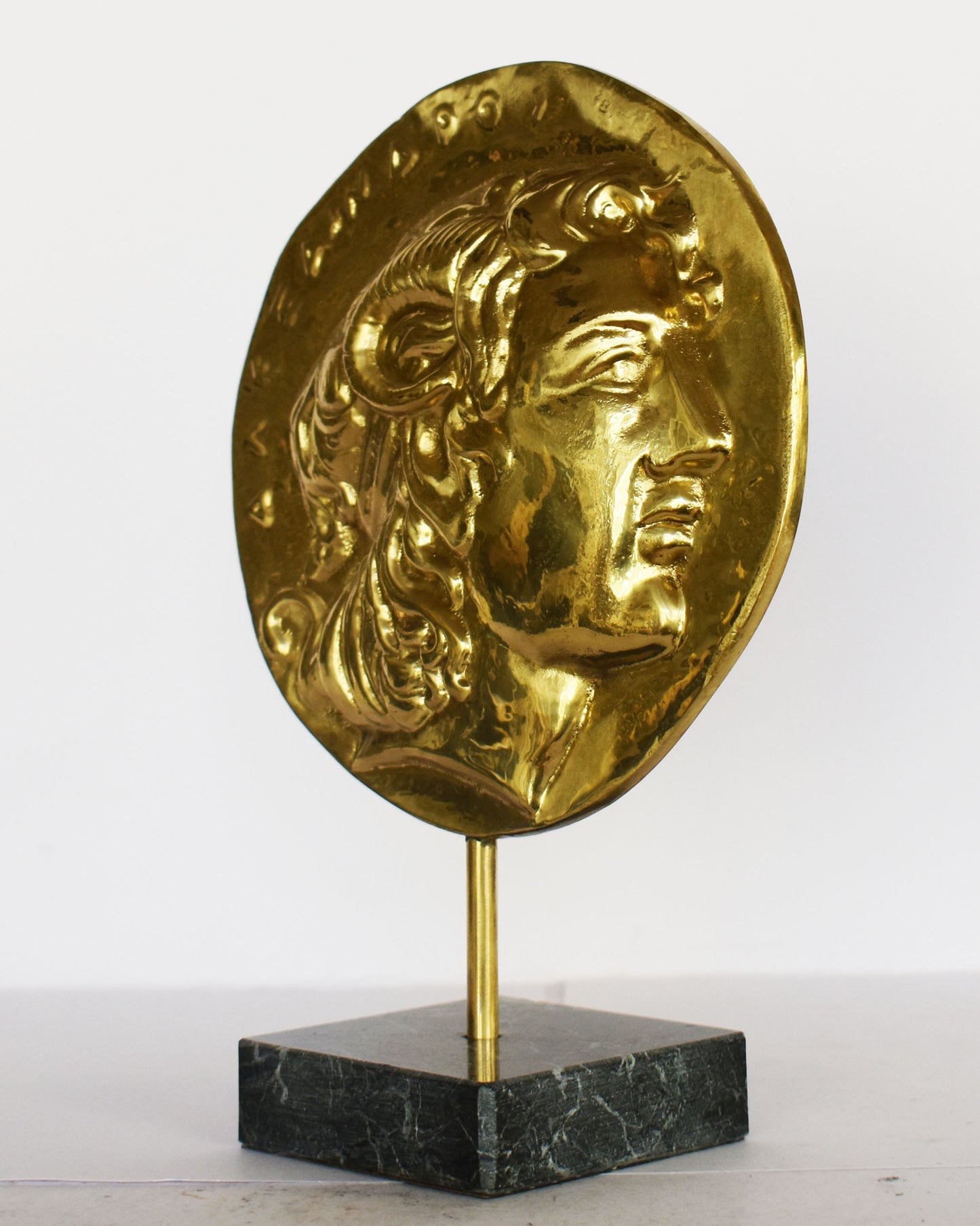 Alexander the Great - Macedonian King - son of Philip - marble base  - pure Bronze Sculpture