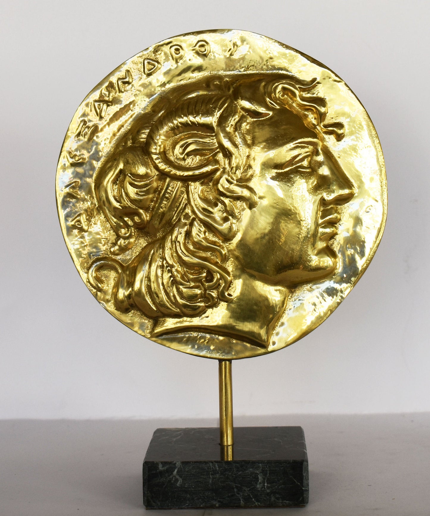 Alexander the Great - Macedonian King - son of Philip - marble base  - pure Bronze Sculpture