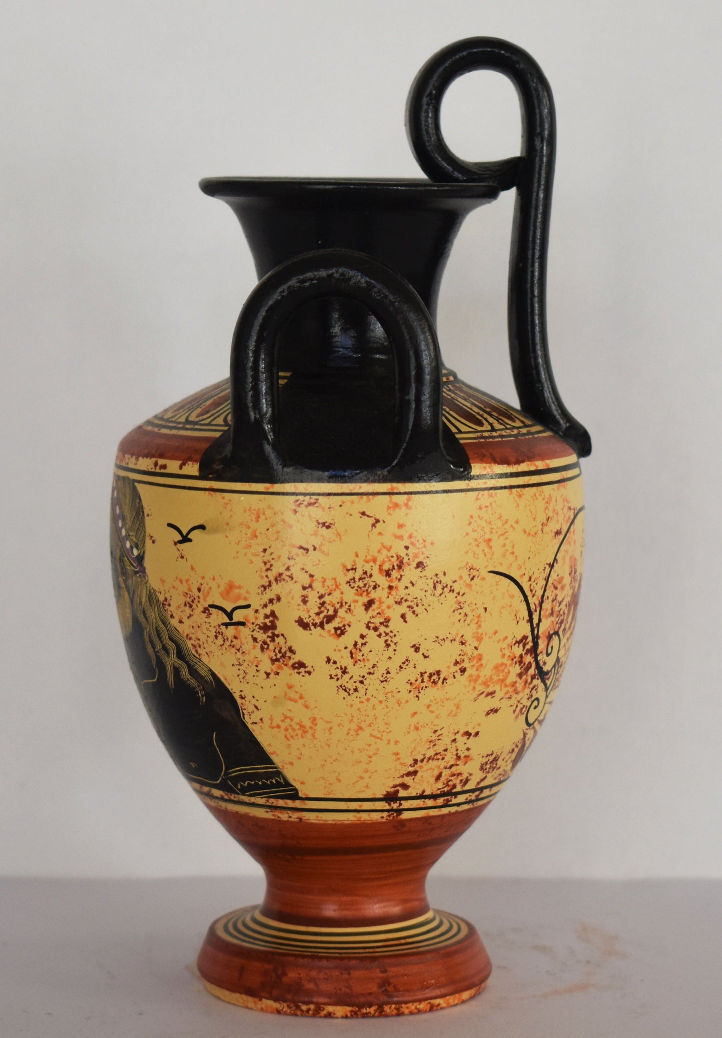 Poseidon Neptune – Greek Roman God of the Sea, Storms, Earthquakes and Horses - Floral design - Ceramic Vase