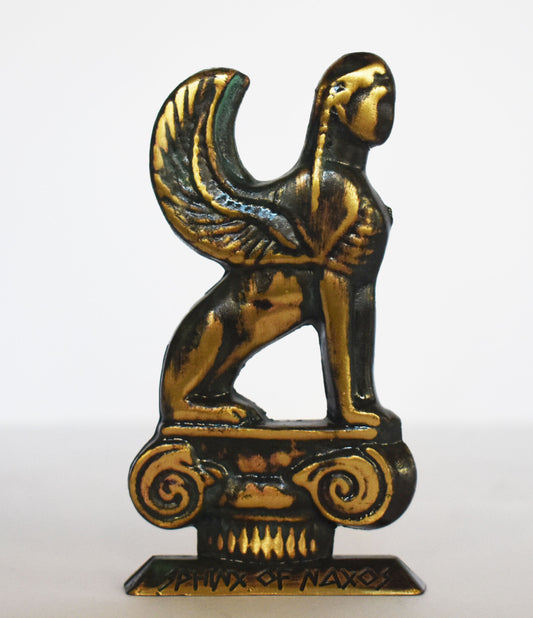 Sphinx of Naxos - Museum of Delphi - Symbol of Strength, Guardian - pure Bronze Sculpture