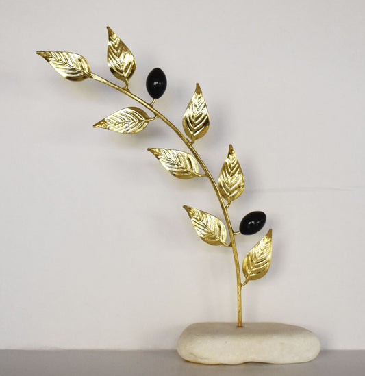 Olive Branch - Ancient Greek Symbol of Peace and Victory - Olympic Games Prize - Marble Base - pure bronze  statue