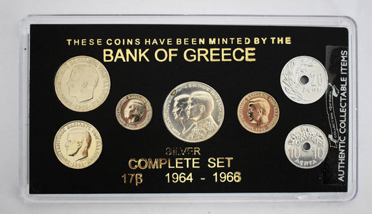 Drachmas - National Currency of Greece - Pre-Euro Coinage - Complete set of 1964 - 1966 -  Original Coins Collection