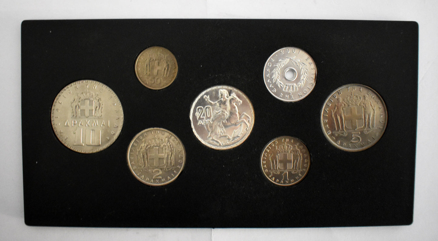 Drachmas - National Currency of Greece - Pre-Euro Coinage - Complete set of 1965 - Original Coins Collection