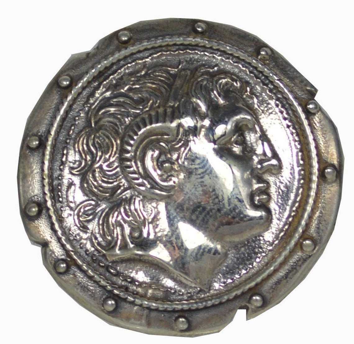 Alexander The Great - Macedonian King - Son of Philip - Pendant - Brooch Pin -  - 925 Sterling Silver