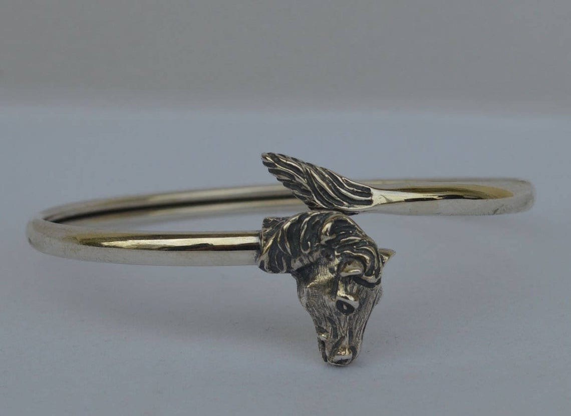 Horse Head - Ancient Greek Symbol of Wealth and Prosperity- Bracelet - 925 Sterling Silver