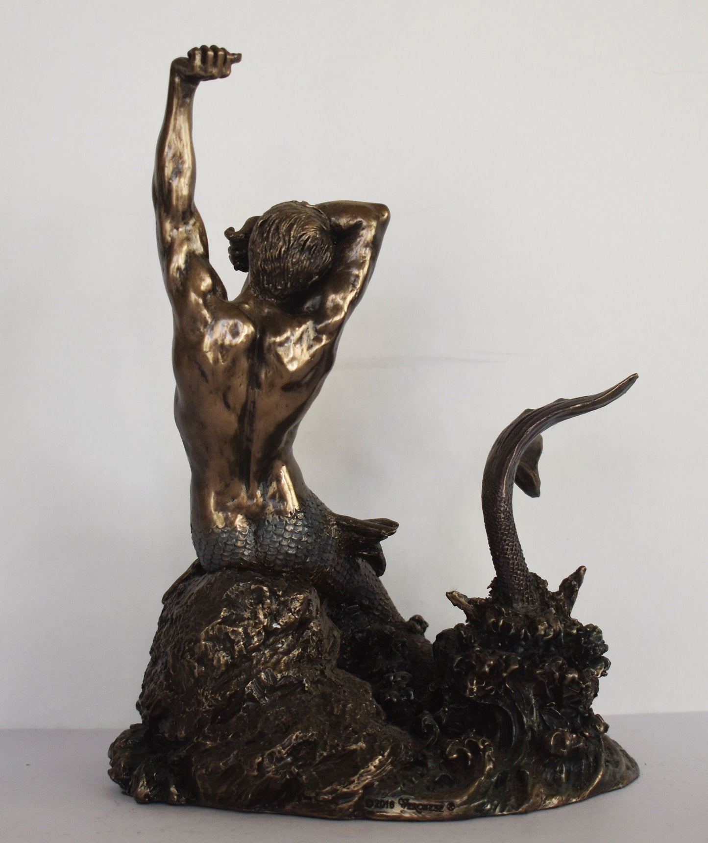 Triton Stretching on Rock - Merman - Demigod of the sea -  Son of Poseidon and Amphitrite - Sculpture Figurine - Cold Cast Bronze Resin