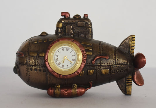 Clock in the Shape of Submarine - Steampunk - Modern Art - Decoration - Cold Cast Bronze Resin