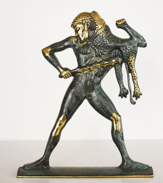 Hercules with Club and Lion’s Skin - Immortal Divine Ancient Greek Hero - 12 Labours -  - pure bronze  statue