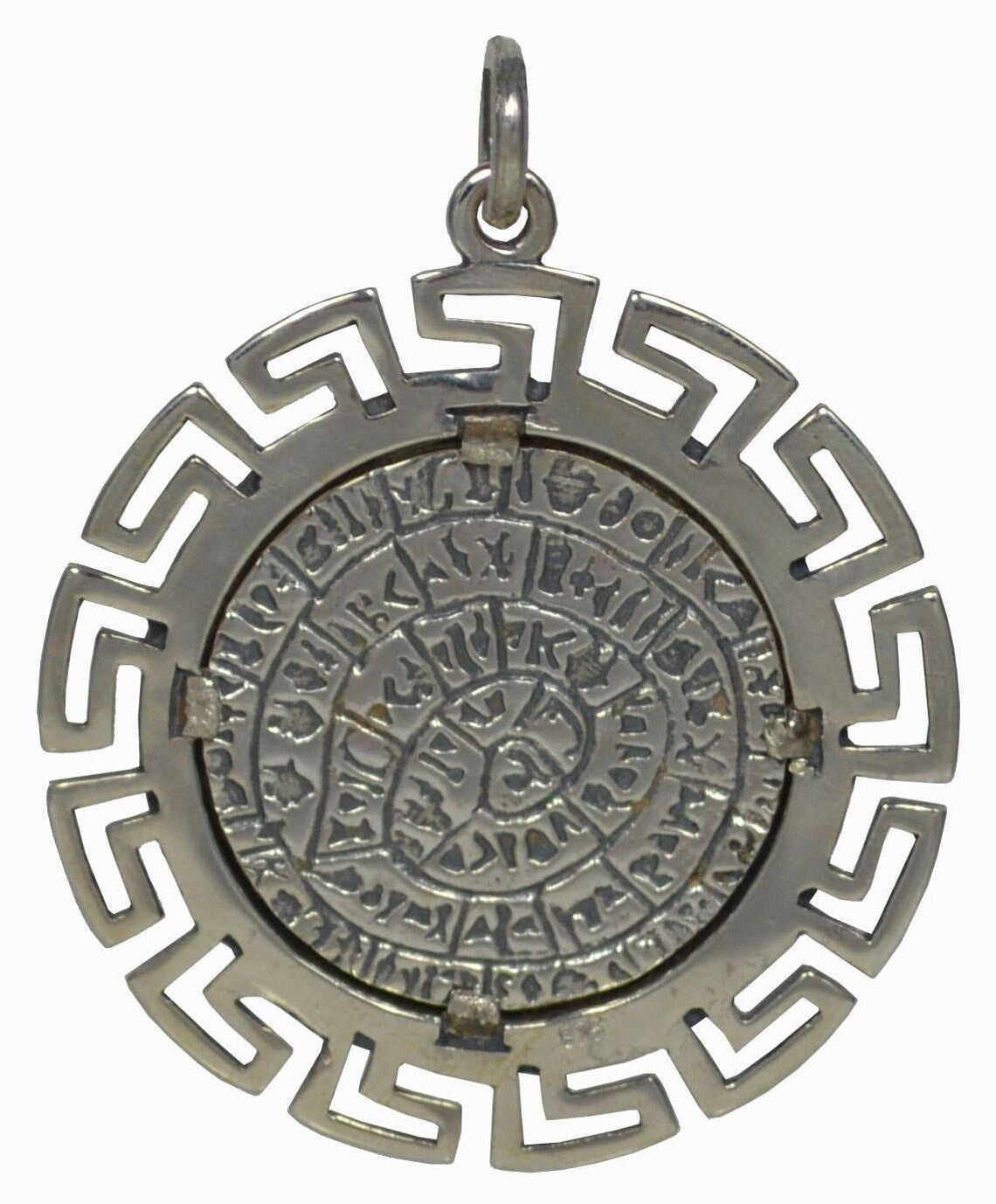 Phaistos Disk - Minoan Period, Crete, Ancient Greece - Meander Design - Pendant - 925 Sterling Silver