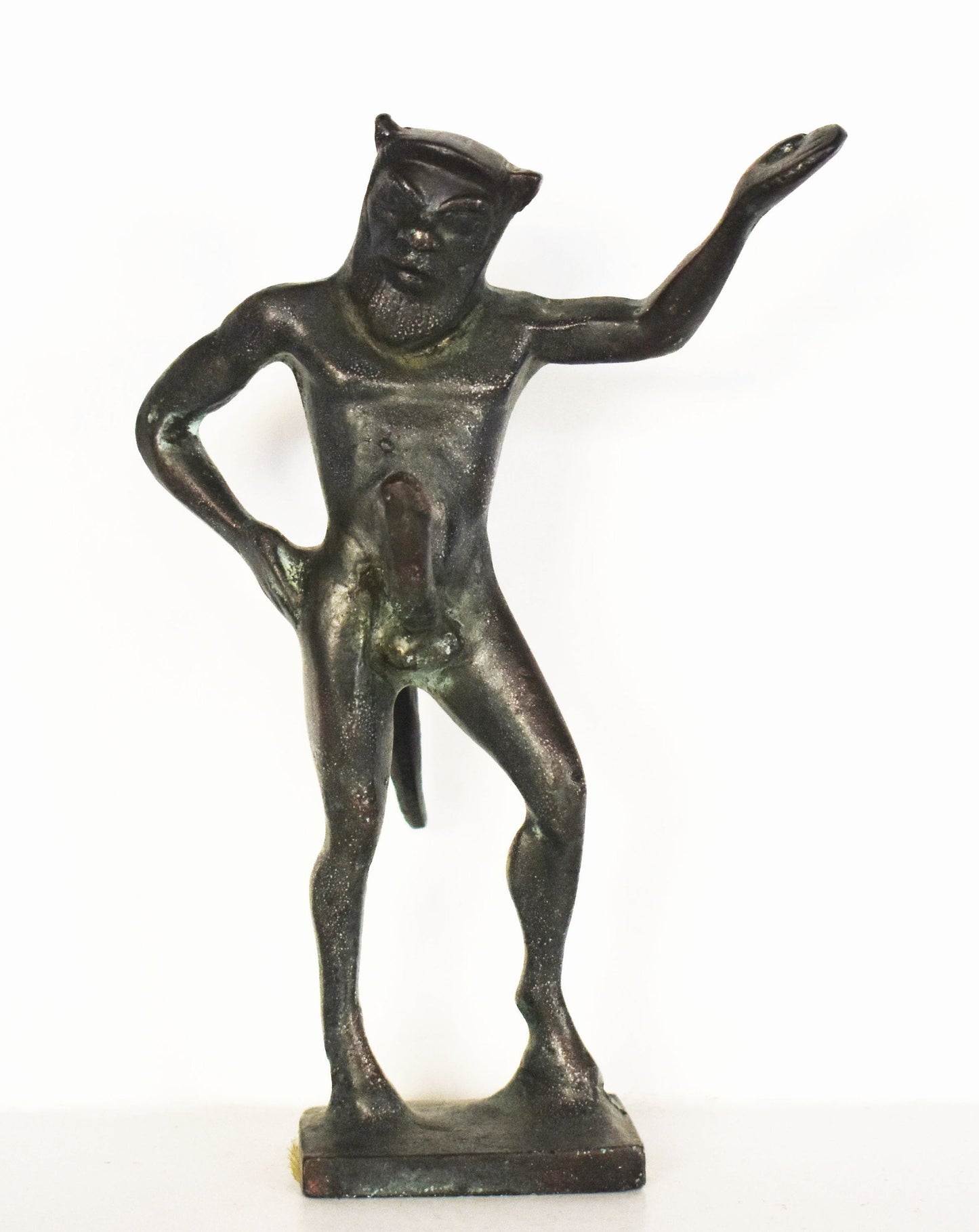 Satyr - Male Nature Spirit - Attendant of Pan and Dionysus - Goat-Human Hybrid- pure bronze  statue