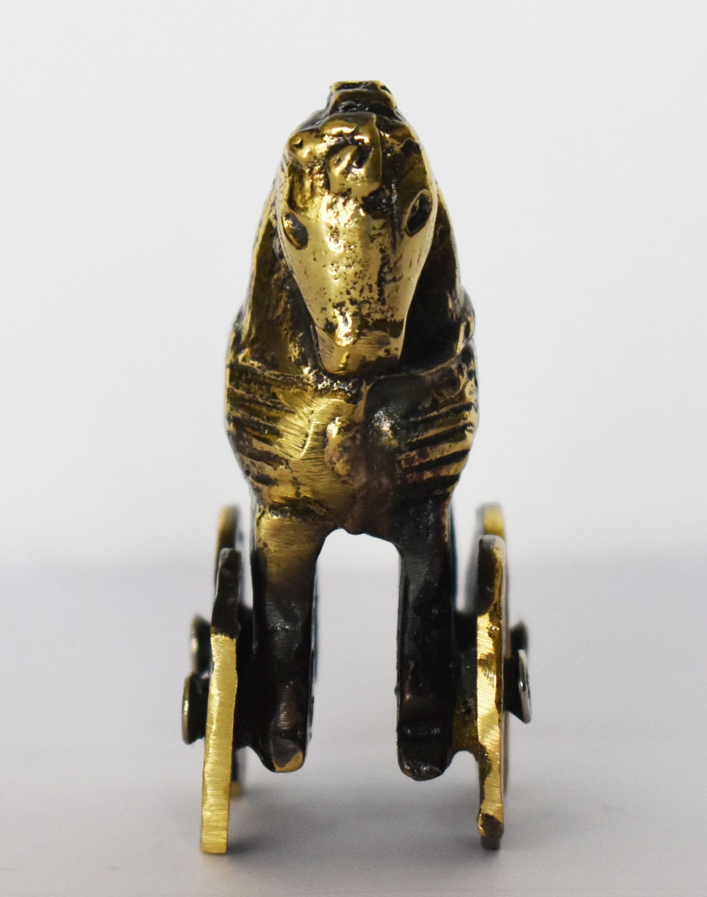 Trojan Horse on Wheels - Hollow Greek Horse - Trojan War - Homer’s Iliad - Miniature - pure bronze statue