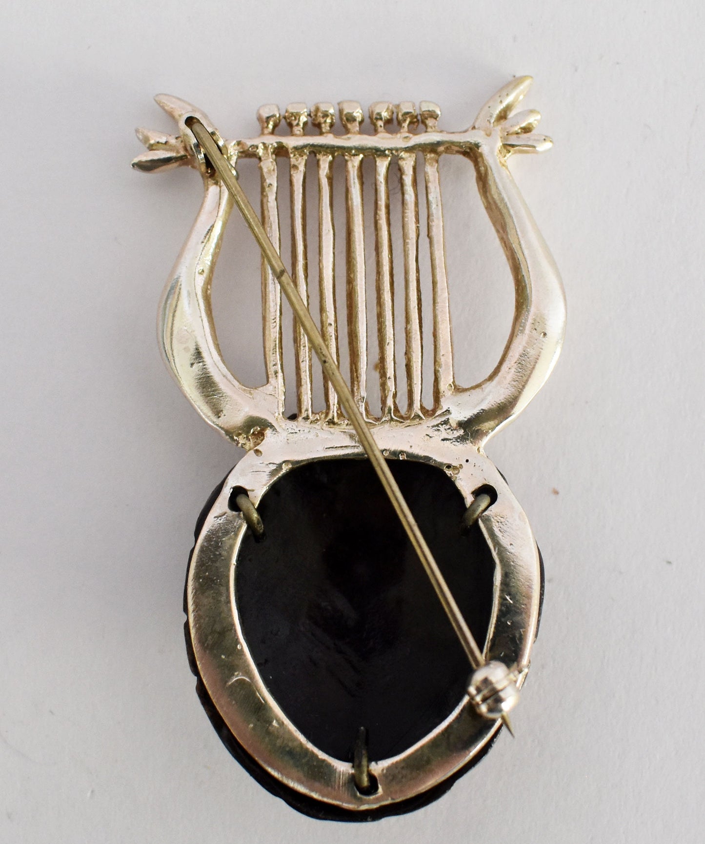 Apollo's Lyre - Musical Instrument Miniature - Ancient Greece  - Brooch Pin - Silver Plated and Bronze Plated Artifact