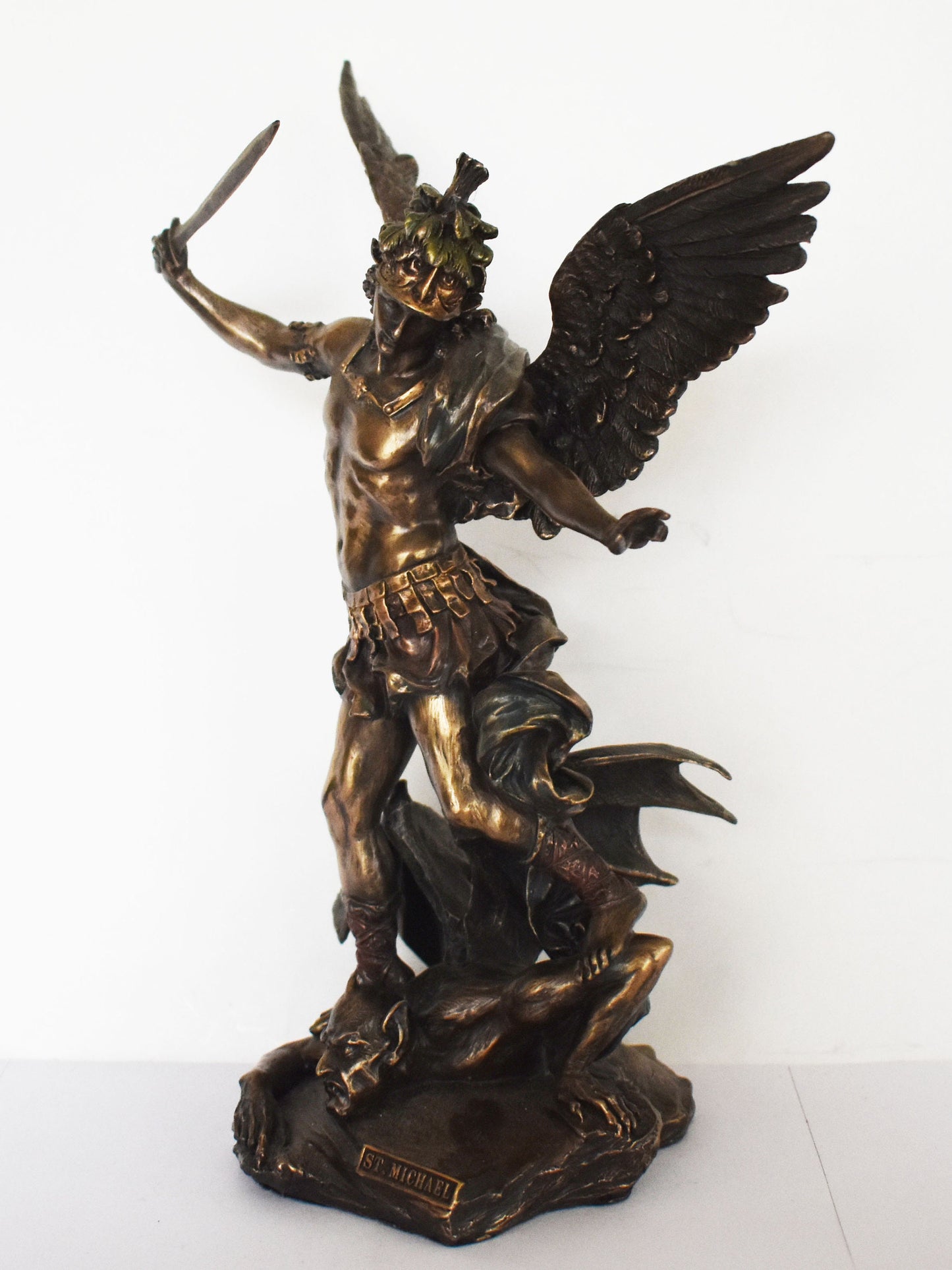 Archangel Michael - Leader of God's Armies against Satan's Forces in the Book of Revelation - Cold Cast Bronze Resin