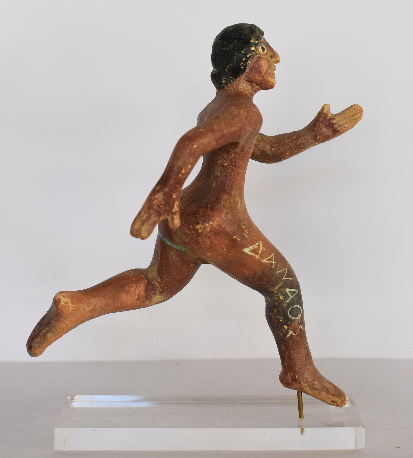 Runner - Athlete - Stade Race, Diaulos, Dolichos  - Ancient Greek Olympic Games - Plexiglass Base - Ceramic Artifact