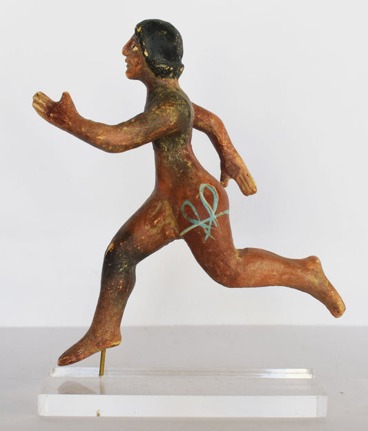 Runner - Athlete - Stade Race, Diaulos, Dolichos  - Ancient Greek Olympic Games - Plexiglass Base - Ceramic Artifact