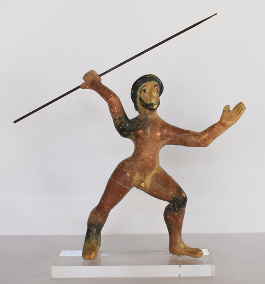 Javelin Thrower - Athlete - Pentathlon's Part  - Ancient Greek Olympic Games - Plexiglass Base - Ceramic Artifact