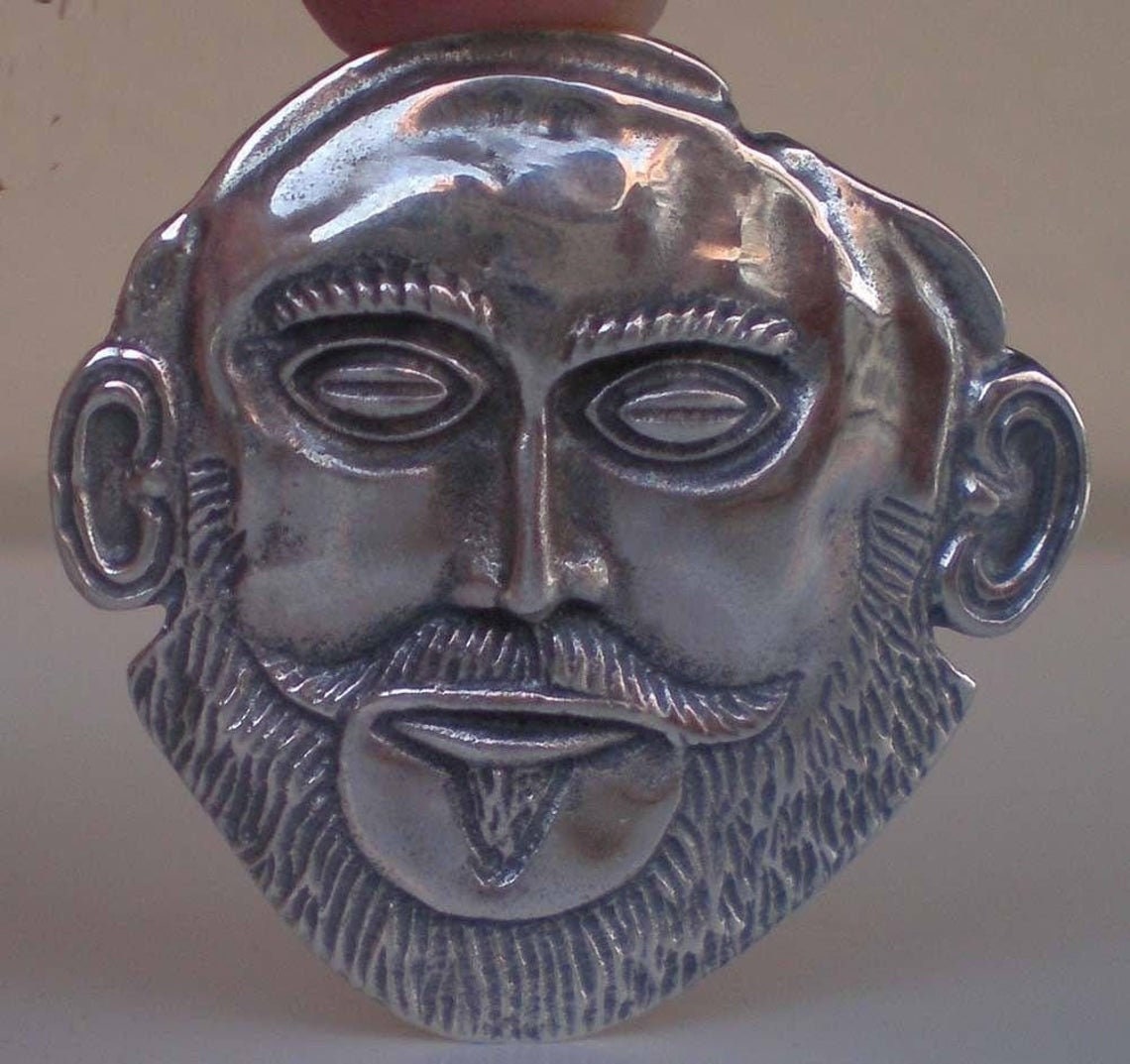 Mask of Agamemnon - King of Mycenae - Commander of Greeks in Trojan War - Pendant - Brooch Pin - 925 Sterling Silver